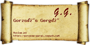 Gorzsás Gergő névjegykártya